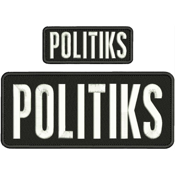Special Patches Hook On Back Patches for Uniform for Politiks Embroidery Patch 4X10 And 2X5 Hook On Back White On Black Mod-XC9-DF1188