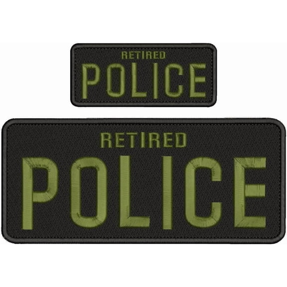 Special Patches Hook On Back Patches for Uniform for Retired "Police" Embroidery Patch 4X10 And 2X5 Hook On Back Black/Od Green Mod-XC9-DF469