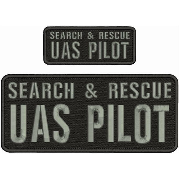 Special Patches Hook On Back Patches for Uniform for S &Amp; R Uas Pilot Emb Patch 4X10 &Amp; 2X5 Hook On Back Gray On Black Mod-XC9-DF1134