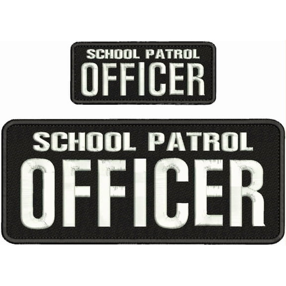 Special Patches Hook On Back Patches for Uniform for School Patrol "Officer" Embroidery Patch 4X10 &Amp; 2X5 Hook On Back Blk/White Mod-XC9-DF1284