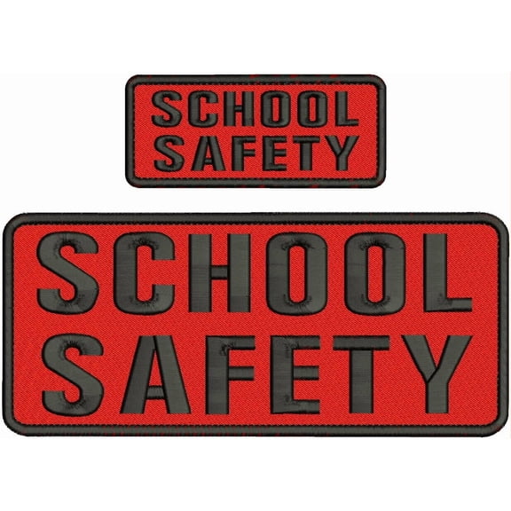Special Patches Hook On Back Patches for Uniform for School Safety Embroidery Patch 4X10 And 2X5 Inches Hook Black Red Mod-XC9-DF5066