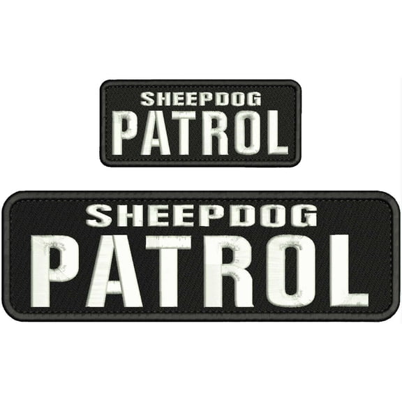 Special Patches Hook On Back Patches for Uniform for Sheepdog Patrol Embroidery Patch 3X10 And 2X5 Hook On Back Blk/White Mod-XC9-DF708