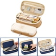 thumbnail image 1 of Special Pencil Case Large Capacity Pencil Case Multi compartment Canvas Zipper Pencil Pouch Pastel Solid Color Pen Storage Bag for Student School Study Office Cosmetic Small Item Organizer,Khaki, 1 of 6
