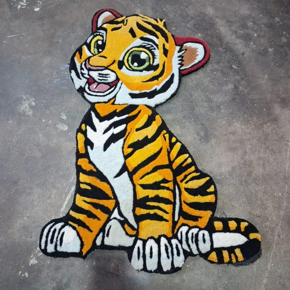 Special Rugs Cute Baby Tiger Shaped Rug – Soft Hand Tufted Animal Carpet for Kids Room, Nursery, Play Area