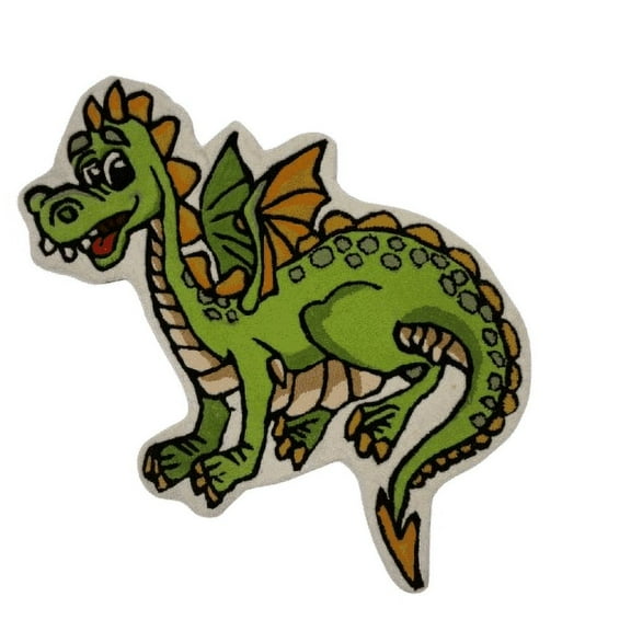Special Rugs Hand‑Tufted Green Dragon Rug – Cartoon Fantasy Kids Area Rug, Soft Wool Nursery & Playroom Floor Mat, Non‑Slip Backing, Home Decor Accent