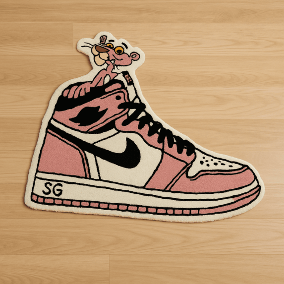 Special Rugs Hand-Tufted Pink Panther Sneaker Rug – Unique Floor Decor for Bedrooms, Game Rooms & Urban Style Homes