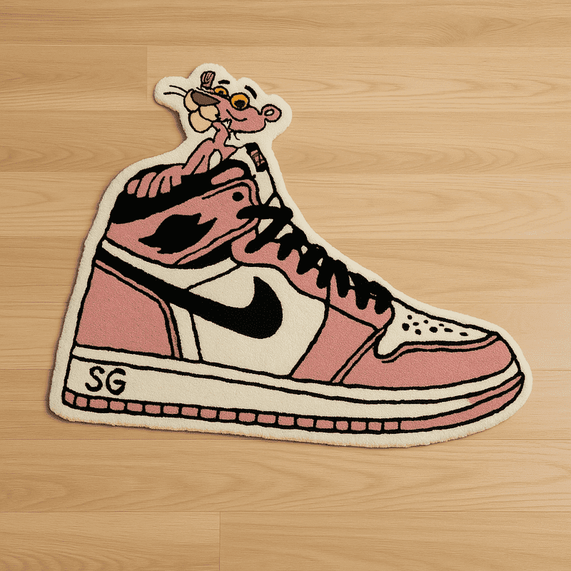 Special Rugs Hand-Tufted Pink Panther Sneaker Rug – Unique Floor Decor ...