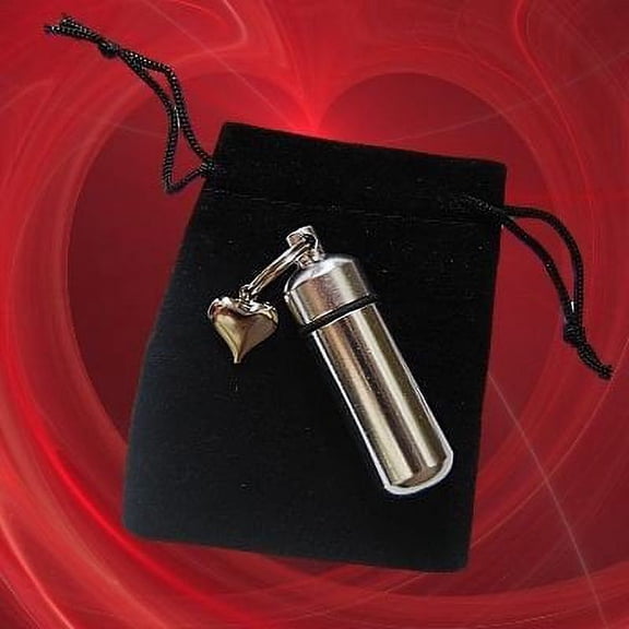 Special Set of FIVE - Silver Heart Personal CREMATION URN Keepsakes with Velvet Pouches & Fill Kit