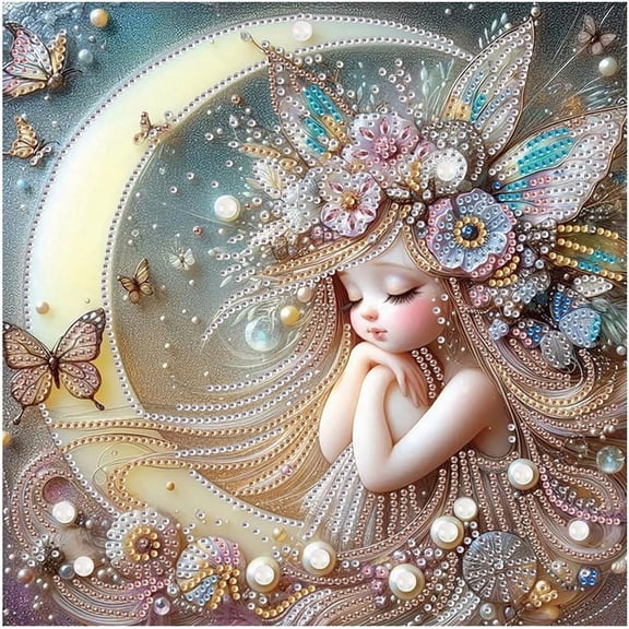 Special Shape Diamond Painting Kits for Adults Fairy Girl, 5D Crystal Rhinestone Special Shaped Diamond Art Kits, DIY Partial Drill Crafts Home Wall Decor Gift Art 12 x 12 Inches