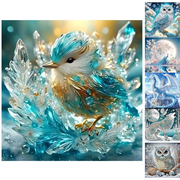 Special Shaped DIY Gem Art Pearl Art Kits For Adults Beginners 5D Crystal Rhinestone Winter Animal Painting Kit Home Wall Decor,B