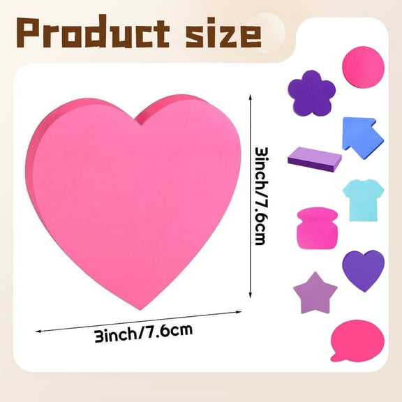 Special Shaped Fluorescent Sticky Notes, Cute Colorful Memo Stickers, Decorative Study Sticky Notes, Colorful Reminder Note Stickers, Random Color Fluorescent Memo Pads, 3×3 in, 9 Types,Love