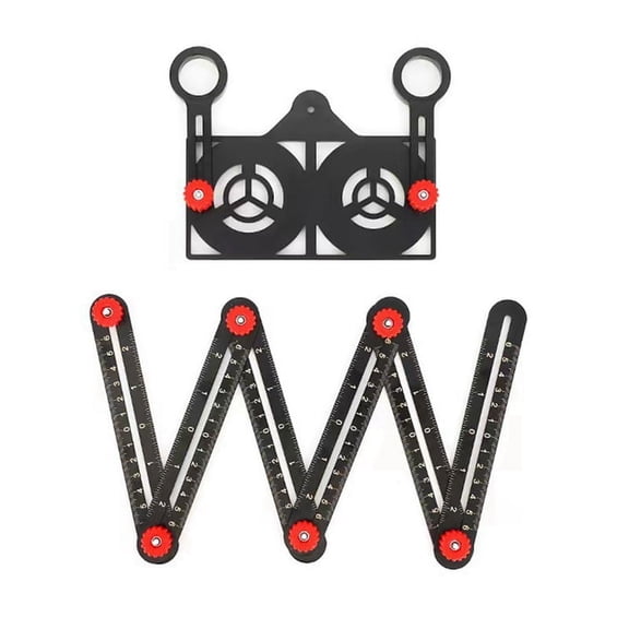 Special-Shaped Measuring Ruler Six-Fold Punch Locator Folding Woodworking Tools