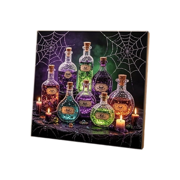 Halloween Diamond Art Kits for Adults, Spooky and Cute Halloween Theme 5D Diamond Art Painting for Beginners, Full Drill Round Gem Painting, for Home Wall Decor 7.8 x 7.8 inch
