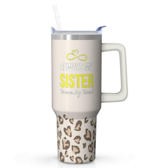 Special Sister Gift - 40oz Tumbler with Straw, Insulated Stainless Steel Cup with Handle, Wonderful Birthday Christmas Present for Soul Sister, BFF, Bestie, Best Friends