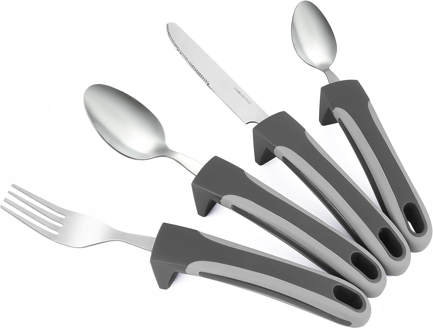 Special Supplies Adaptive Utensils 5-Piece Set Non-Weighted, Non-Slip  Handles for Hand Tremors, Arthritis, Parkinson's or Elderly Use - Stainless  Steel Knife, Rocker Knife, Fork, Spoons - Red 