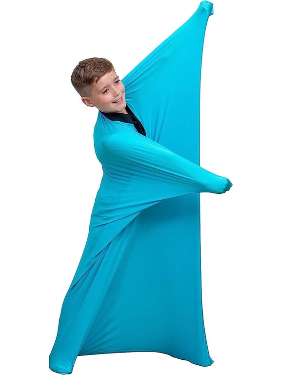 Sensory Body Sock – Stretchable Compression Full Body Sack for Kids and Adults – Breathable Lycra Sensory Sock for Calming, Focus, and Spatial Awareness – Medium, Blue, 1 Pack