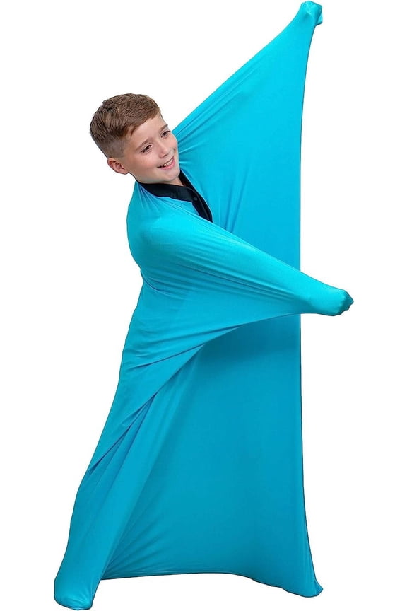Sensory Body Sock – Stretchable Compression Full Body Sack for Kids and Adults – Breathable Lycra Sensory Sock for Calming, Focus, and Spatial Awareness – Small, Blue,1 Pack