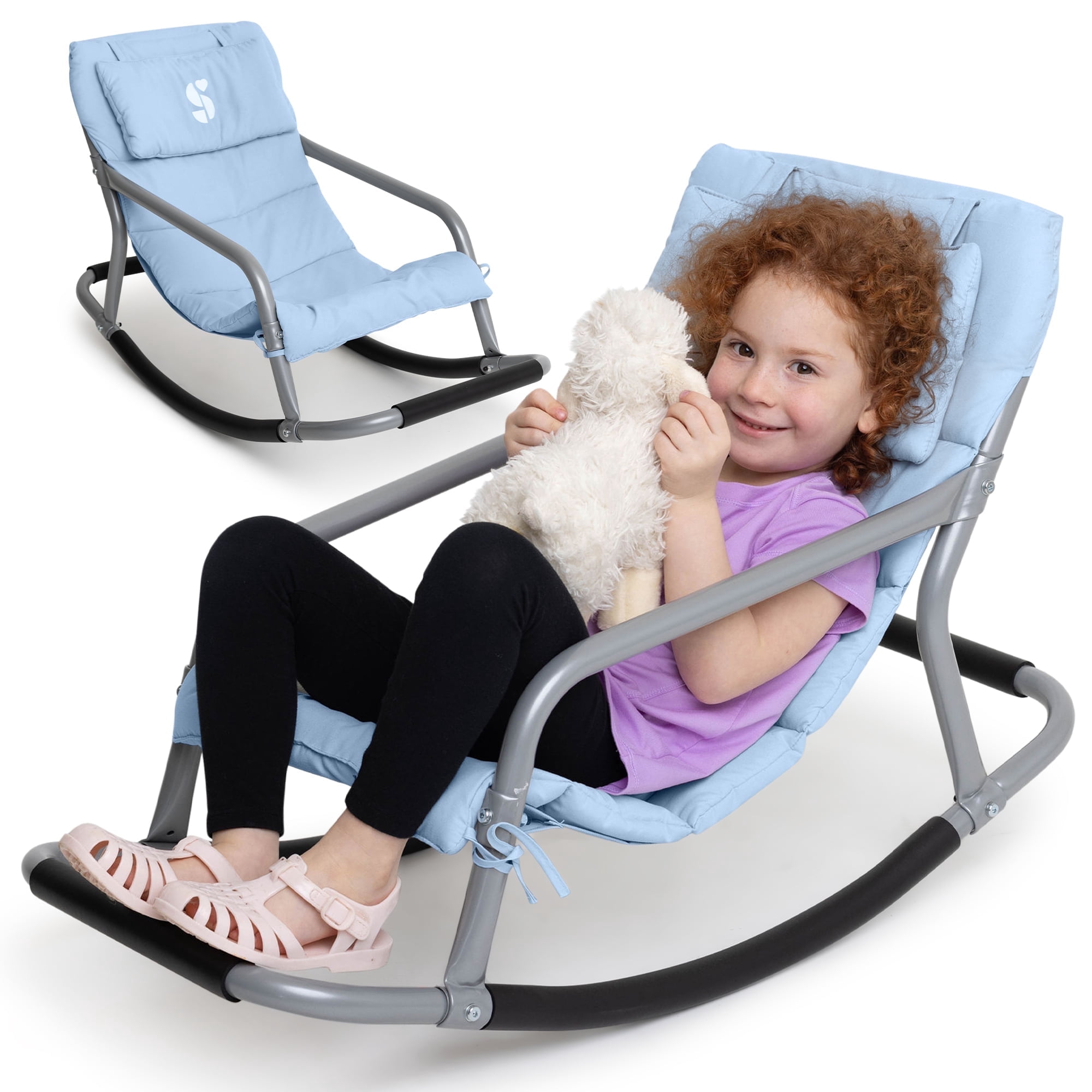 Special Supplies Sensory Rocking Chair for Kids – Calming Kids Rocker for Balance & Stability – Comfortable Floor Chair for Playroom, Bedroom, Nursery (Blue)