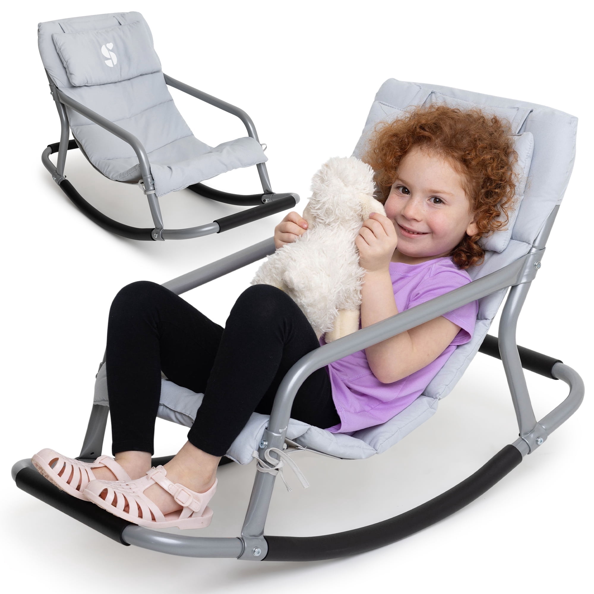 Special Supplies Sensory Rocking Chair for Kids – Calming Kids Rocker for Balance & Stability – Comfortable Floor Chair for Playroom, Bedroom, Nursery (Grey)
