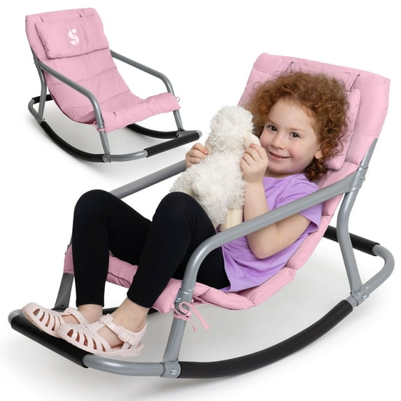Special Supplies Sensory Rocking Chair for Kids - Comfortable Kids Rocker- Versatile Floor Chair with Soft Fabric and Stability for Playroom, Bedroom, or Nursery (Ages 3+) - Pink