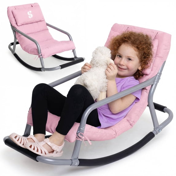 Special Supplies Sensory Rocking Chair for Kids – Calming Kids Rocker for Balance & Stability – Comfortable Floor Chair for Playroom, Bedroom, Nursery (Pink)