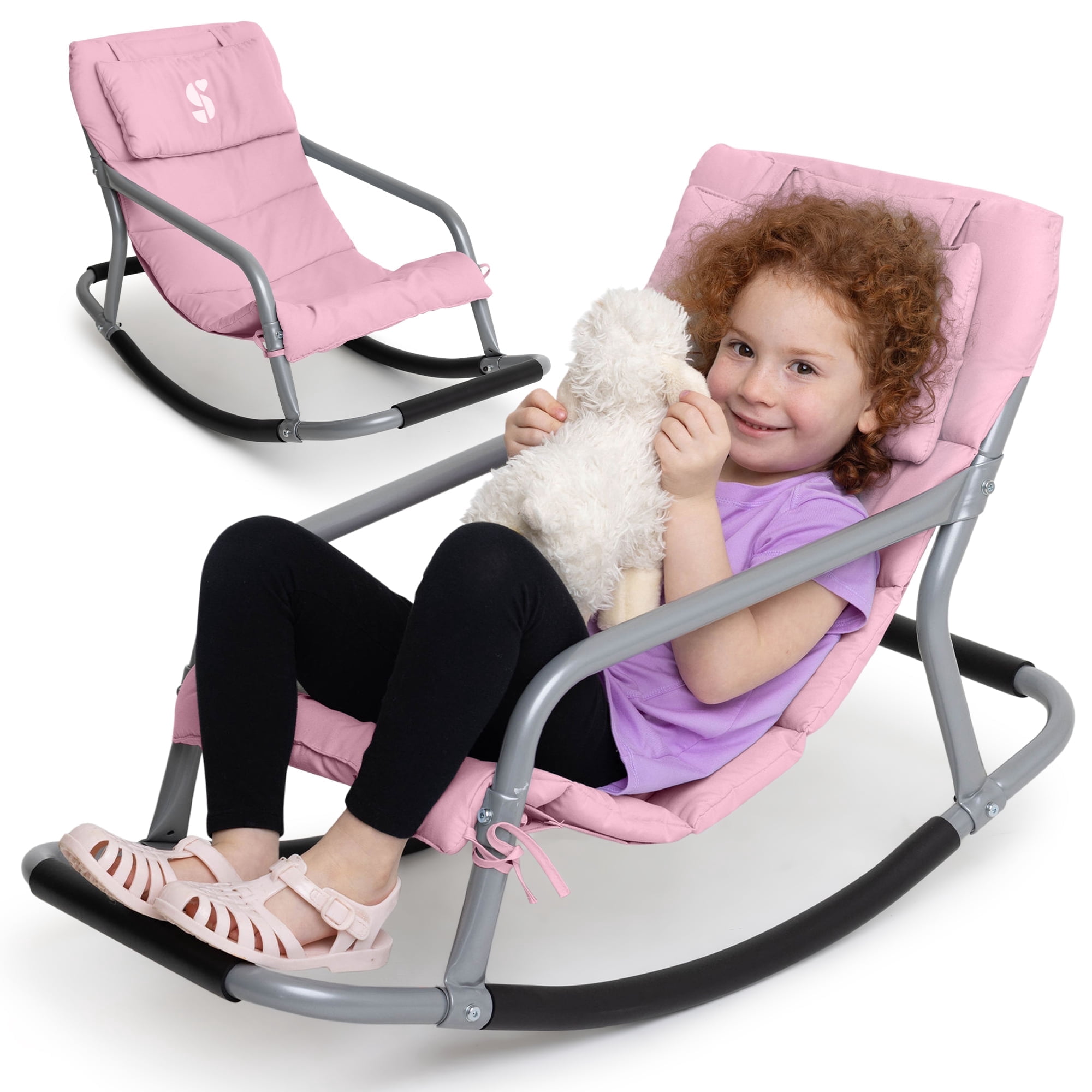 Special Supplies Sensory Rocking Chair for Kids – Calming Kids Rocker for Balance & Stability – Comfortable Floor Chair for Playroom, Bedroom, Nursery (Pink)