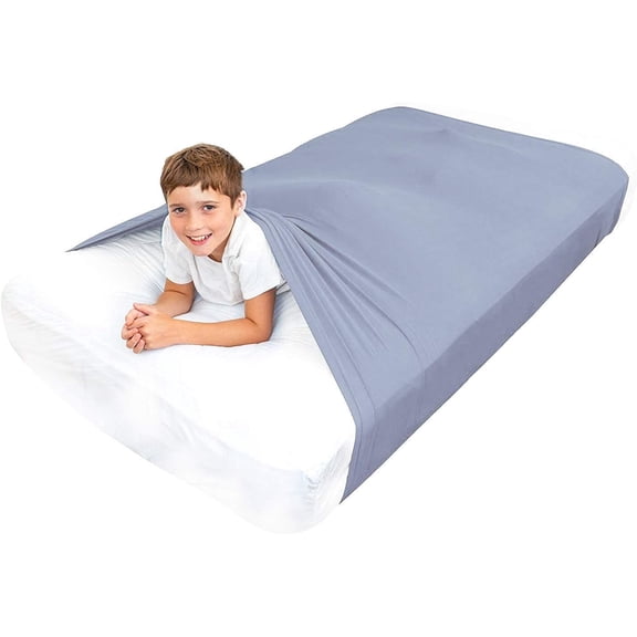 Special Supplies Compression Sheet for Kids Breathable, Cool & Stretchy Alternative to Weighted Blankets Sensory Blanket for Calming Sleep Grey (Twin)