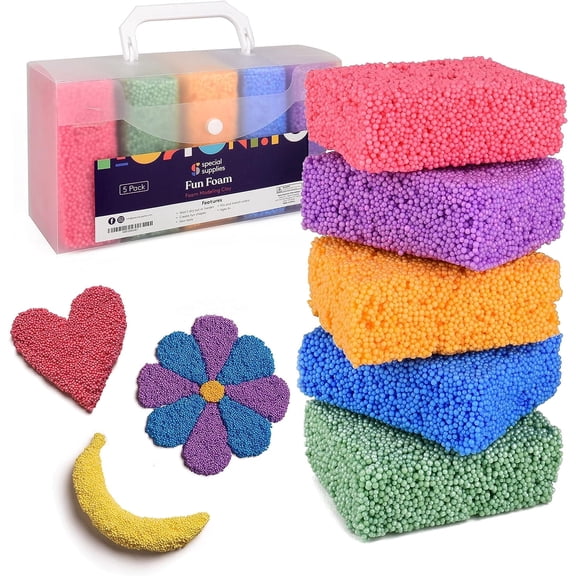 Special Supplies Modeling Foam Beads for Kids  Colorful Squishy Non-Drying Sensory Foam Beads  Creativity and Motor Skills for Preschool (5 Pack)