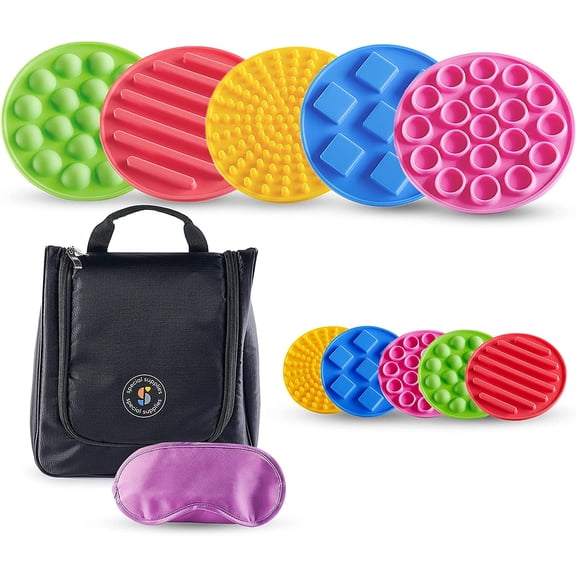 Special Supplies Matching Game Sensory Discs, 10 Pack, Tactile Stimulation for Kids, Supports Autistic and Processing Challenges, Calming and Stimulating Early Learning Play, Eye Mask Included