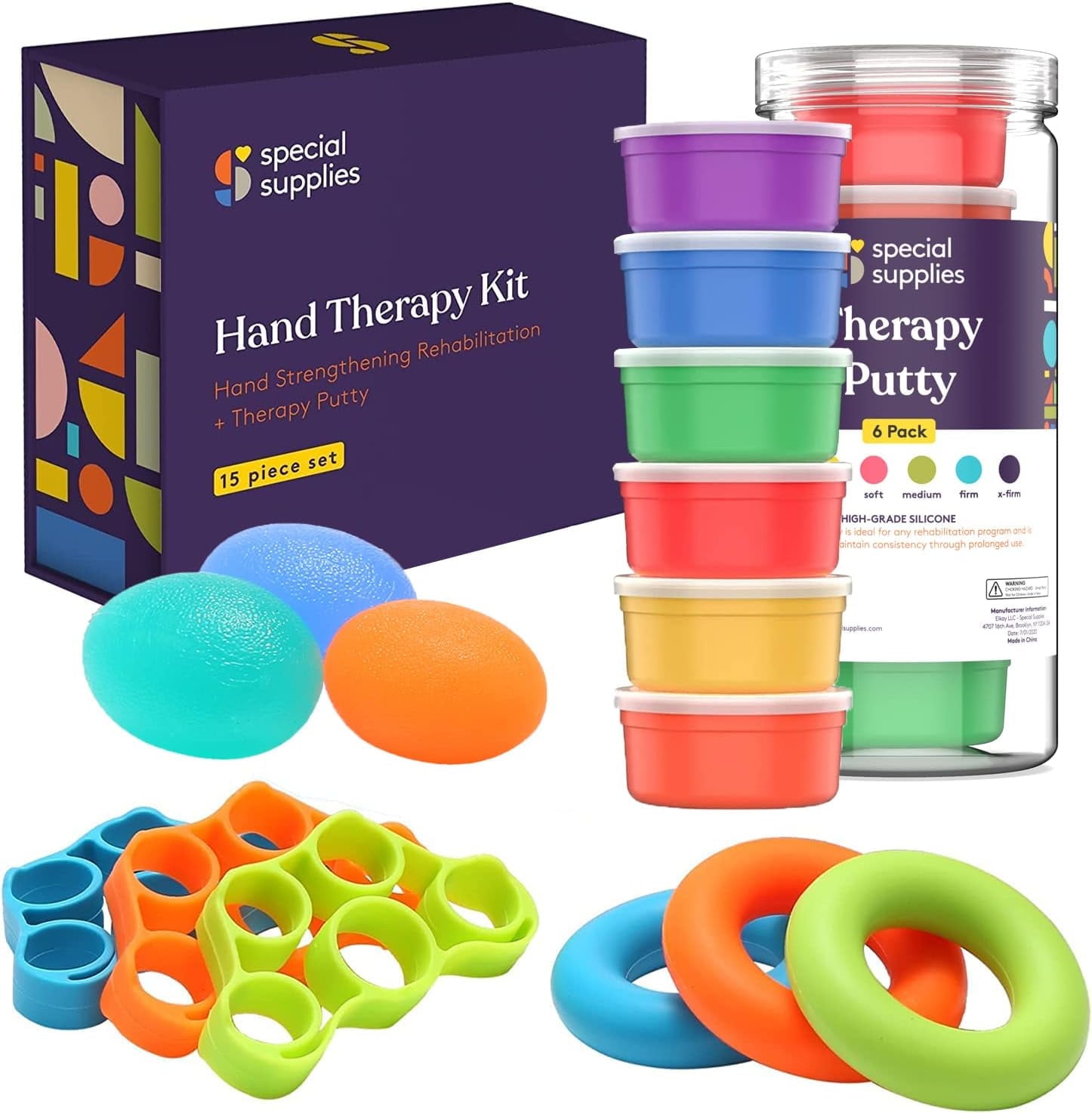 Special Supplies Hand Therapy Putty Kit, Silicone Finger Exercisers ...