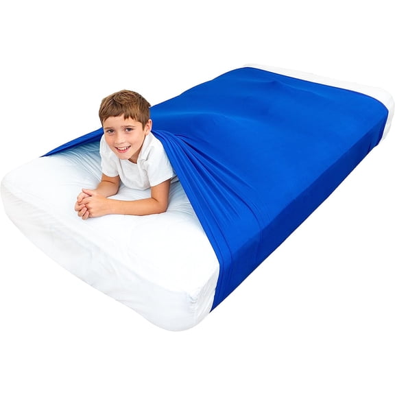 Special Supplies Compression Sheet for Kids – Breathable, Cool & Stretchy Alternative to Weighted Blankets – Sensory Blanket for Calming Sleep (Twin, Blue)