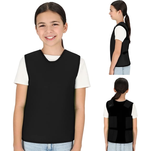 Special Supplies Compression Vest for Kids Deep Pressure Comfort, Breathable Sensory Wrap for School and Travel Adjustable Side Straps (Black, Medium)