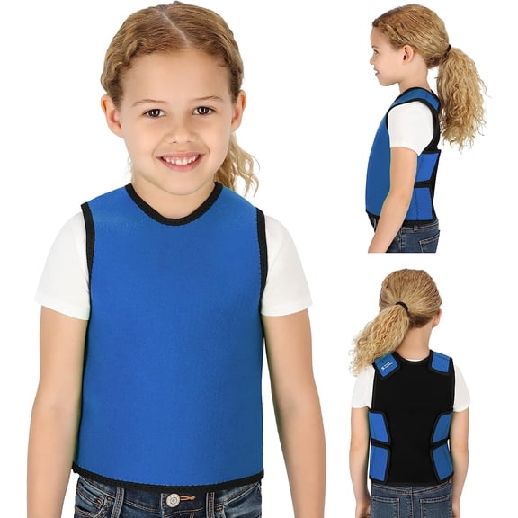 Special Supplies Compression Vest for Kids Deep Pressure Comfort, Breathable Sensory Wrap for School and Travel Adjustable Side Straps (Blue, X-Small)
