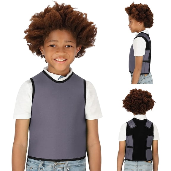 Special Supplies Compression Vest for Kids Deep Pressure Comfort, Breathable Sensory Wrap for School and Travel Adjustable Side Straps (Grey,Small)