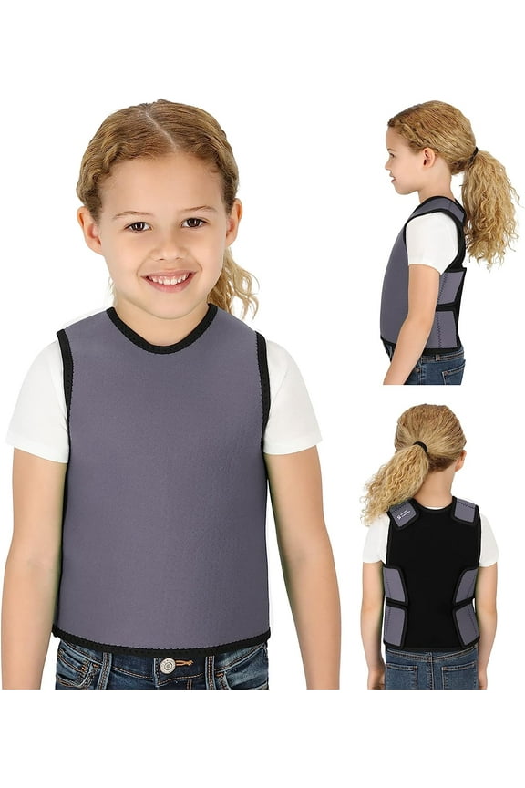 Sensory Compression Vest Deep Pressure Comfort for Autism, Hyperactivity, Mood Processing Disorders, Breathable, Form-Fitting, Kids and Adults (Gray, X-Small 14x24 inches)