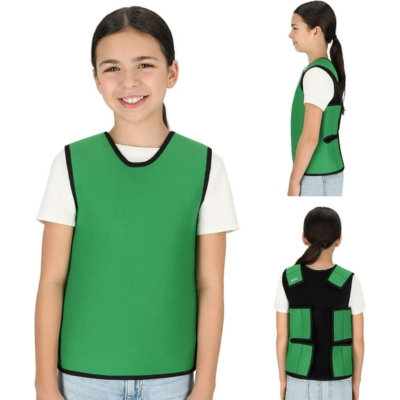 Special Supplies Sensory Compression Vest Deep Pressure Comfort for Autism, Hyperactivity, Mood Processing Disorders, Breathable, Form-Fitting, Kids and Adults (Green, Medium 20x36 inches)