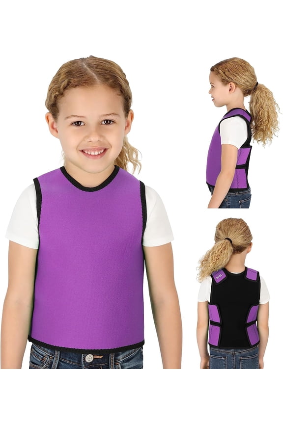 Compression Vest for Kids – Deep Pressure Comfort, Breathable Sensory Wrap for School and Travel – Adjustable Side Straps (Purple, X-Small)
