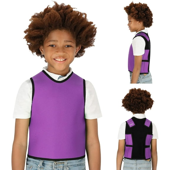 Special Supplies Sensory Compression Vest Deep Pressure Comfort for Autism, Hyperactivity, Mood Processing Disorders, Breathable, Form-Fitting, Kids and Adults (Purple, Small 17x30 inches)