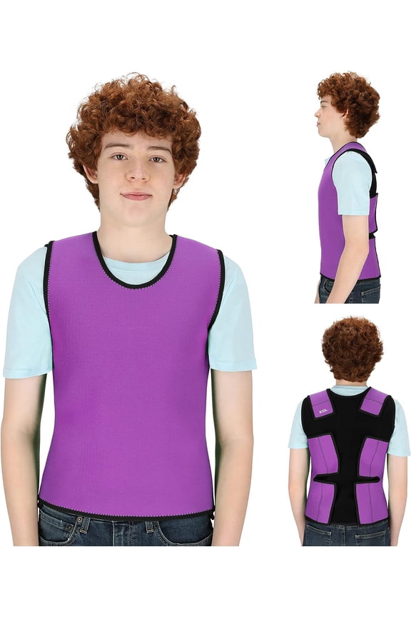 Sensory Compression Vest Deep Pressure Comfort for Autism, Hyperactivity, Mood Processing Disorders, Breathable, Form-Fitting, Kids and Adults (Purple, Large (24x42 inches))