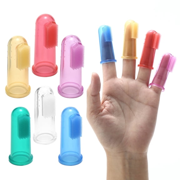 Special Supplies Silicone Finger Toothbrush for Babies - Colorful Oral Motor Stimulation Massager - Dishwasher Safe, Storage Case Included (6 Pack)