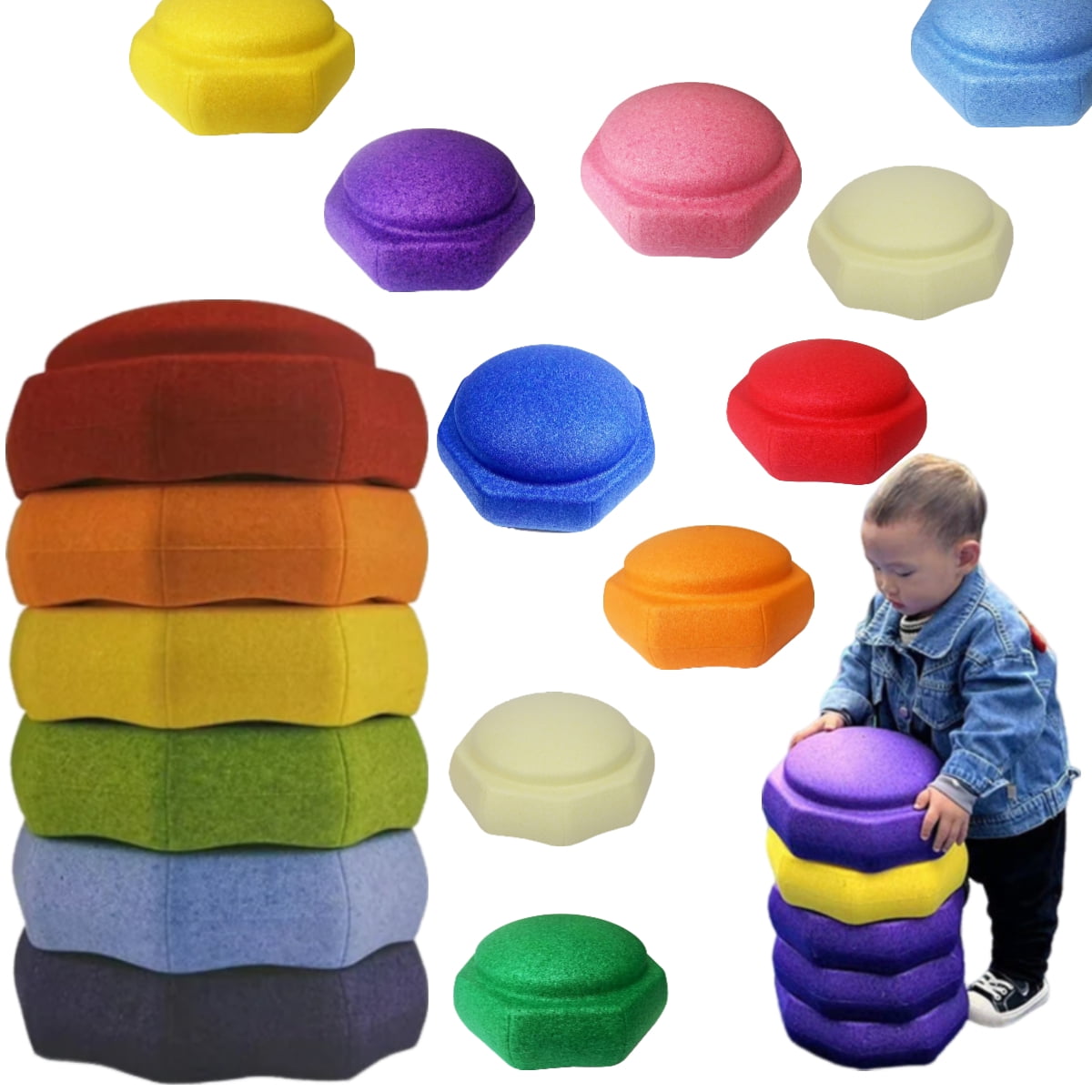 Special Supplies LED Stepping Stones For Kids - 4 Pack Light-Up Balance Blocks, Non-Slip Rubber For Indoor & Outdoor Play
