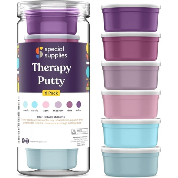 Special Supplies Therapy Putty for Kids and Adults - Resistive Hand Exercise Stress Relief Therapy Putty Kit, Set of 6 Strengths, 3 Ounces of Each Putty - Unicorn Colors