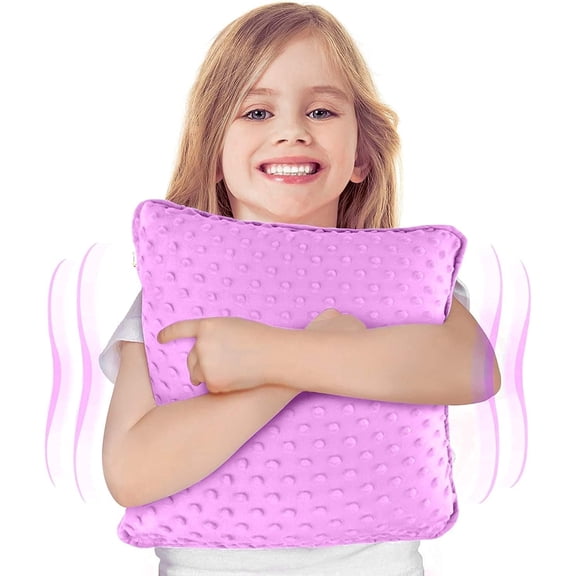Special Supplies Sensory Vibrating Pillow - Pressure Activated Calm with 3 Modes - Textured Stimulation Bumps Square (Pink)