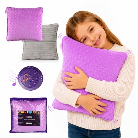 Special Supplies Sensory Vibrating Pillow - Pressure Activated Calm with 3 Modes - Textured Stimulation Bumps  Square (Pink)
