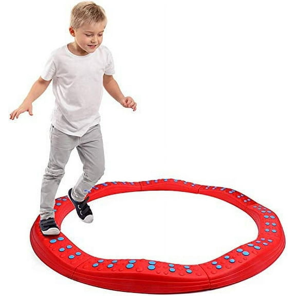 Special Supplies Wavy Circle Balance Beams Stepping Stones for Kids, 8 Pc. Set, Non-Slip Textured Surface and Slip Resistant Floor Rubber Edges, Promote Agility, Strength, Active Play