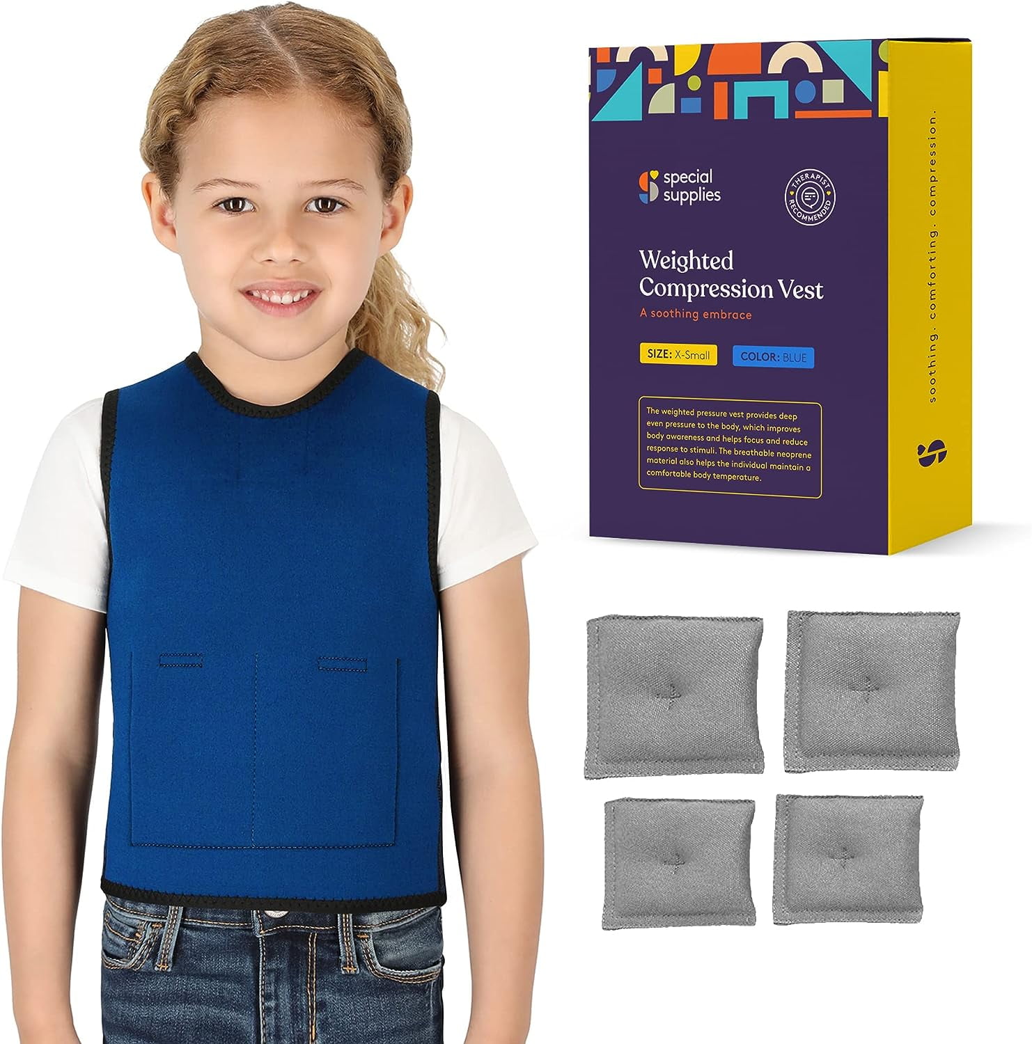 Special Supplies Sensory Weighted Vest with Child Straps for ADHD and