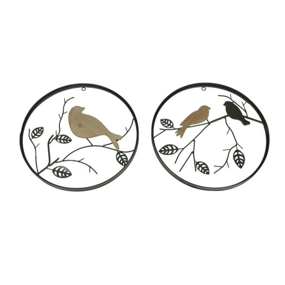 Special T Imports 15 inch Metal Wood Birds On Branches Wall Hanging Sculpture (Set of 2)