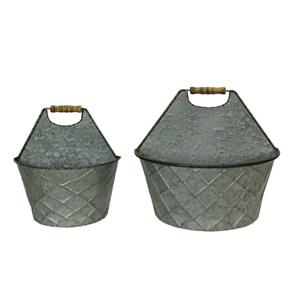 Special T Imports Galvanized Metal Rustic Wall Pocket Planters Hanging Decor (Set of 2)