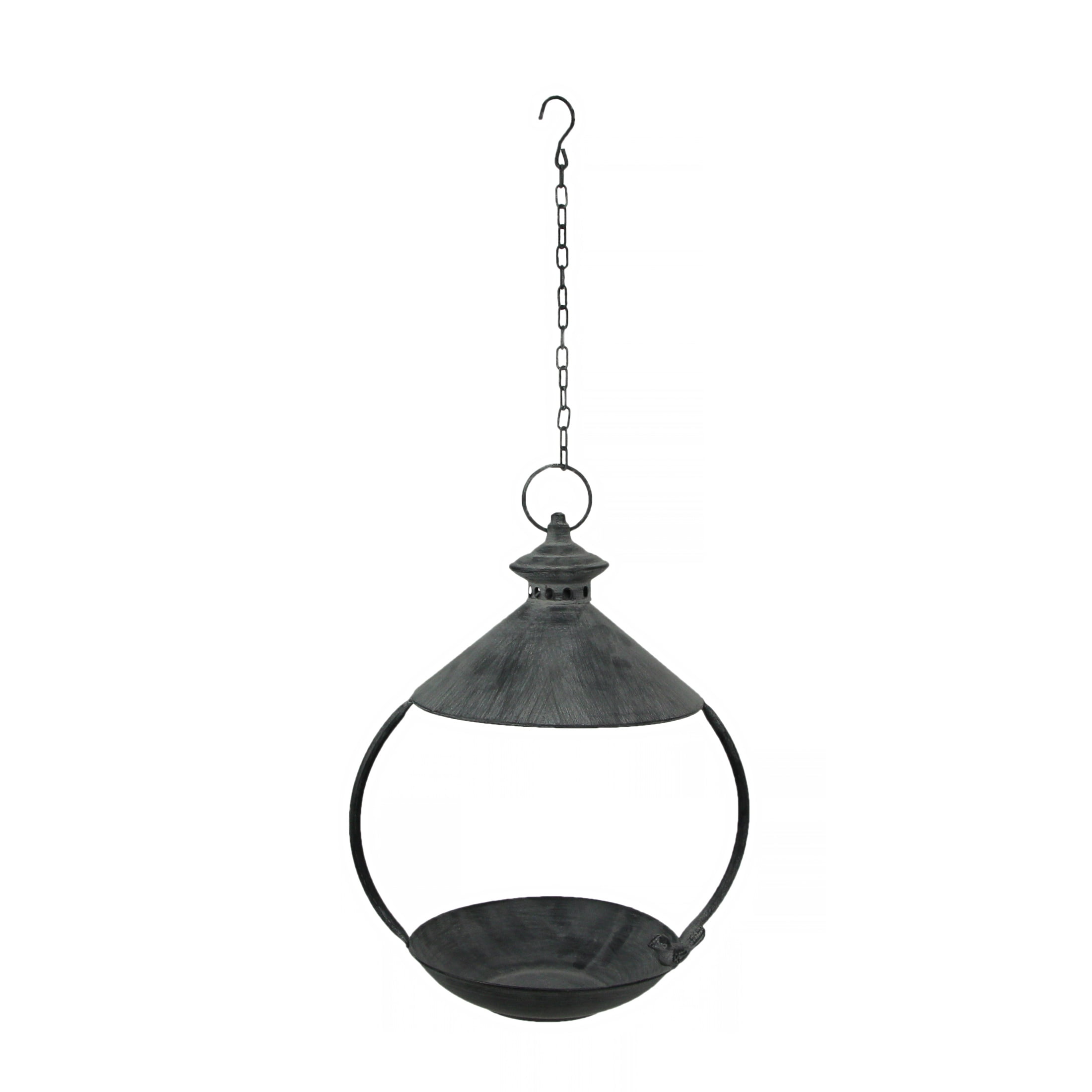 Rustic Black Metal Hanging Platform Bird Feeder Tray