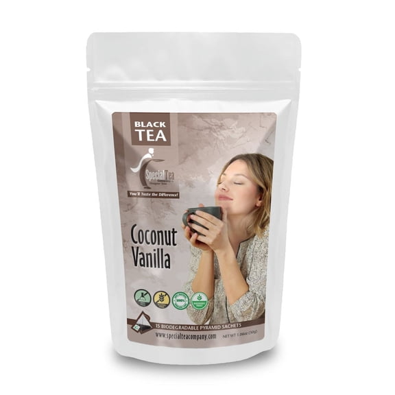 Special Tea Coconut Black Tea with Vanilla Flavor Pyramid 15 Sachets
